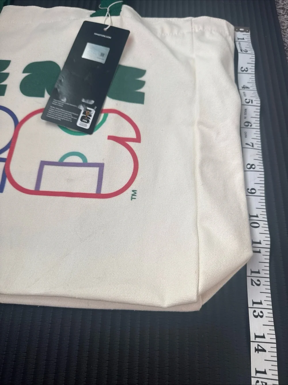 'FIFA World Cup We Are 26' Cream Canvas Tote with Green Straps